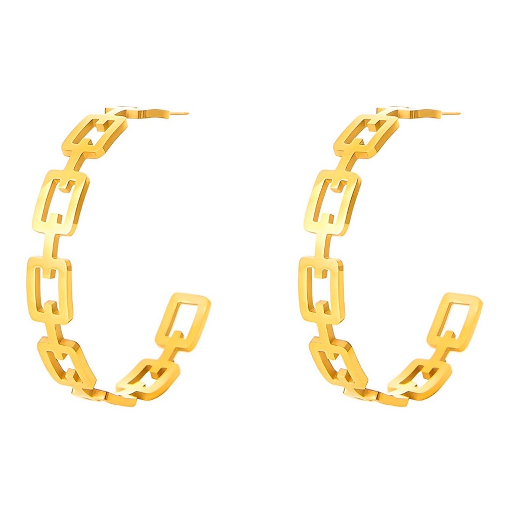 Chic Gold Chain Link Hoop Earrings